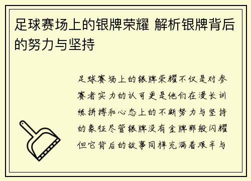 足球赛场上的银牌荣耀 解析银牌背后的努力与坚持
