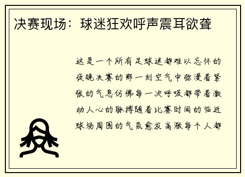 决赛现场：球迷狂欢呼声震耳欲聋